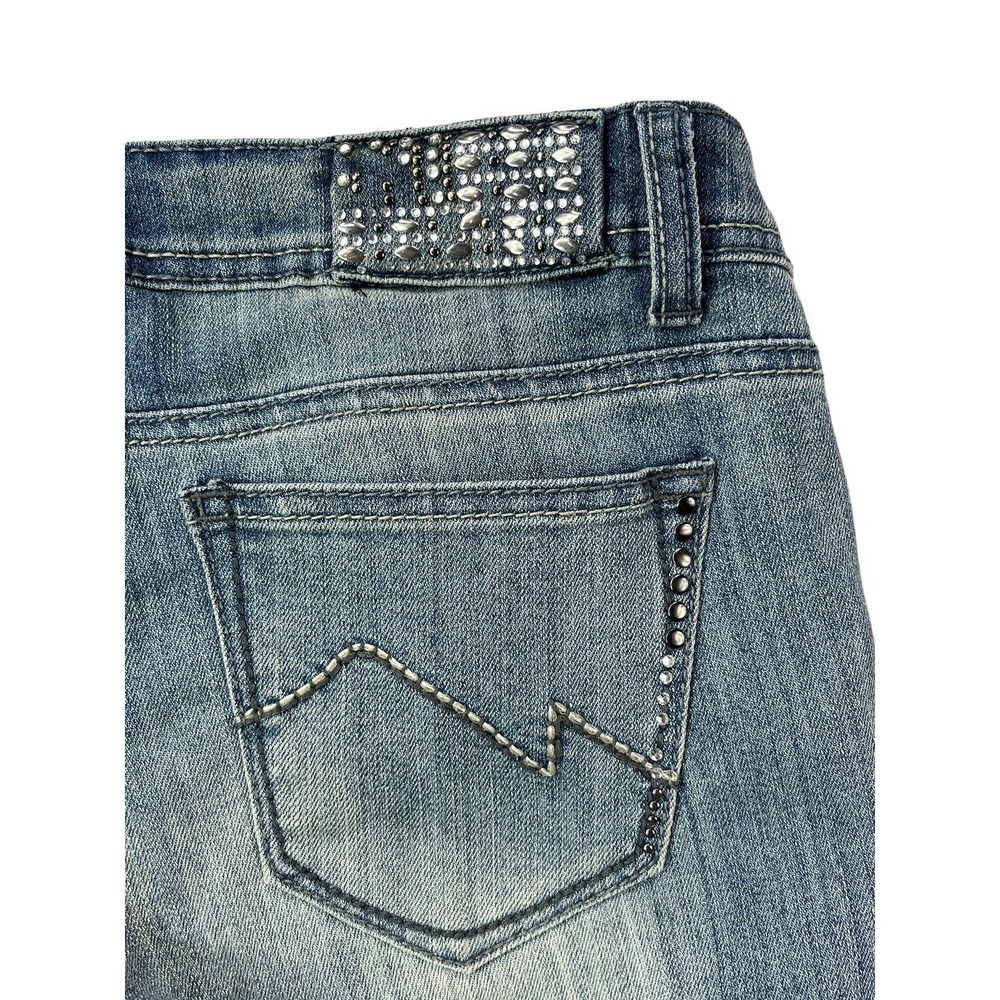Vanilla Star Juniors Size 7 Embellished Stud Rhinestone Low-Rise Straight Jeans - Picture 7 of 16